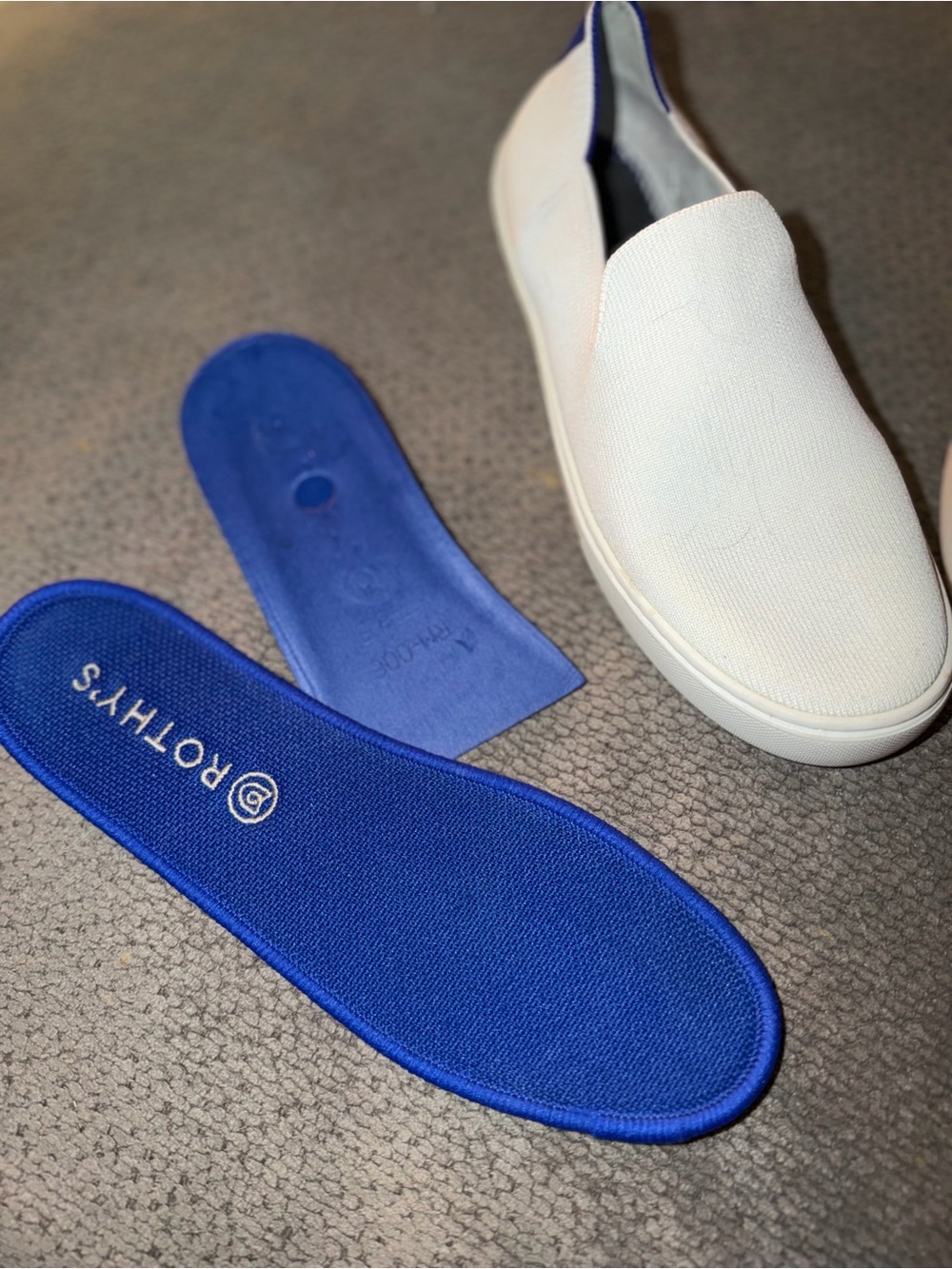 Rothy's Slip-On Loafers in Bright White with Blue Insole - Picture 7 of 12